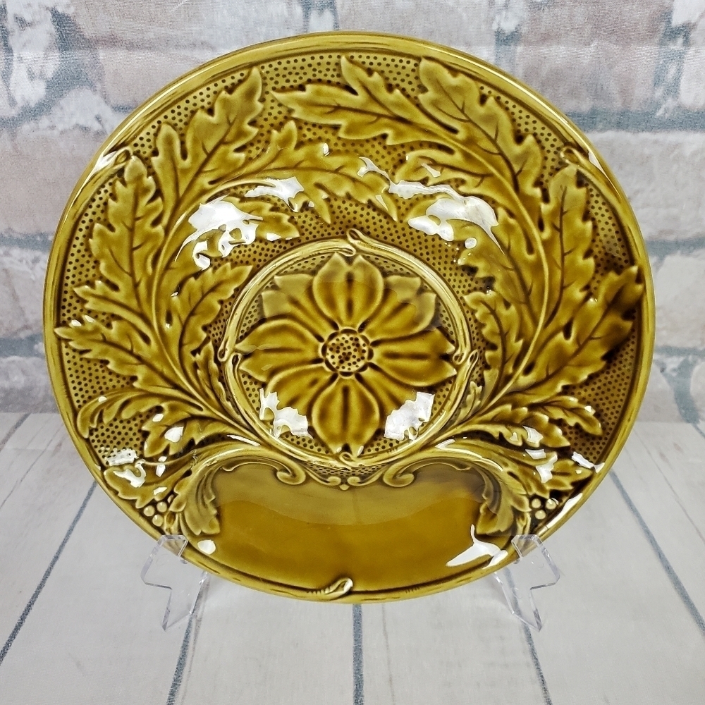 Vintage 1950s Gien France Green Divided Fondue  Plates Set of 4